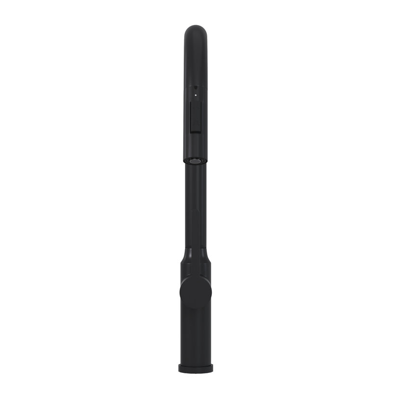 Robinet de cuisine 18,36 po noir mat avec robinet d'aérateur durable en acier inoxydable, rétractable, - 18,36 po, Noir mat