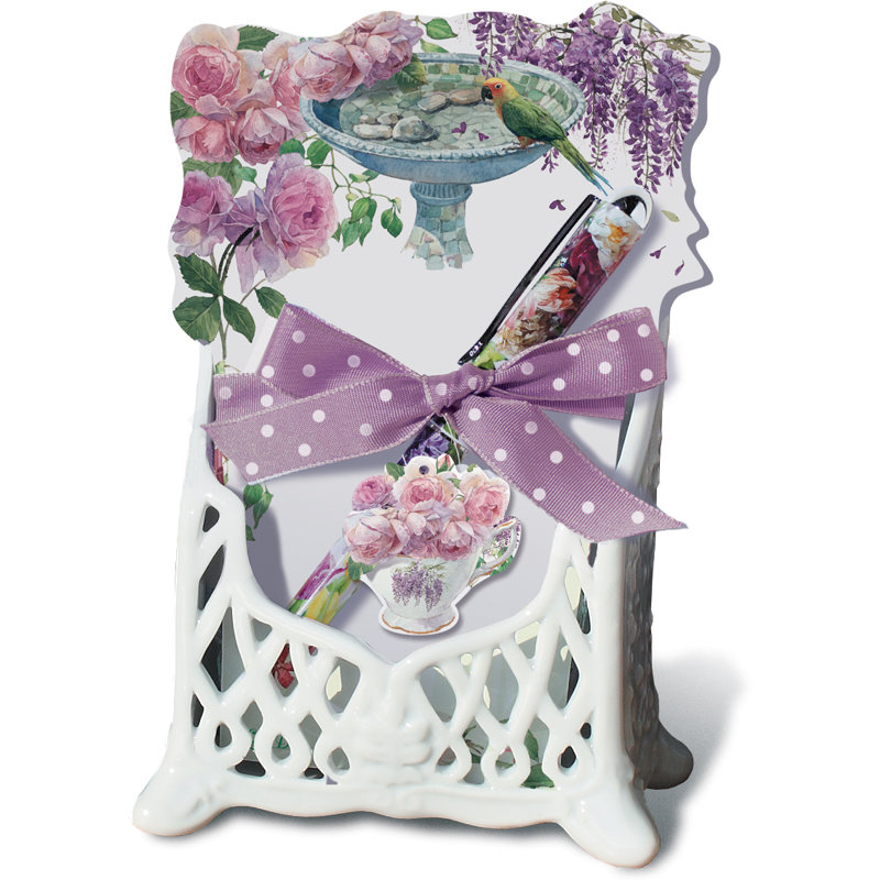 Ensemble de bureau en céramique avec bloc-notes et stylo Enchanted Garden
