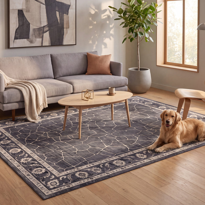Tapis Jasmine2 moderne à l'aquarelle abstraite grise et noire, lavable à la machine, antidérapant, à poils courts, pour l'intérieur et l'extérieur, adapté aux animaux domestiques, idéal pour le salon, la chambre, la salle à manger, l'entrée, le corridor ou le bureau.