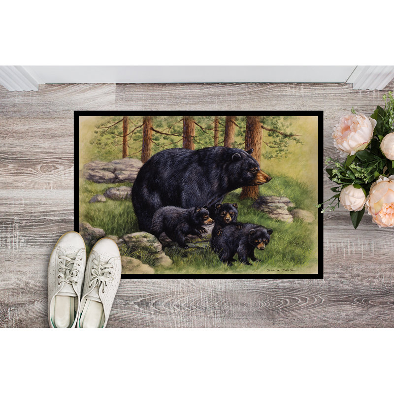 Tapis de porte extérieur antidérapant Venture Black Bears, Rectangle 2 pi x 3 pi
