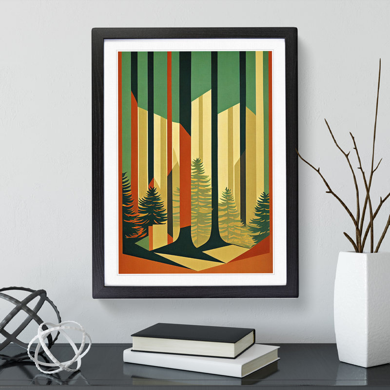 Forest Deco No.1 - Single Picture Frame Painting, 64cm H x 46cm W x 2cm D, Black