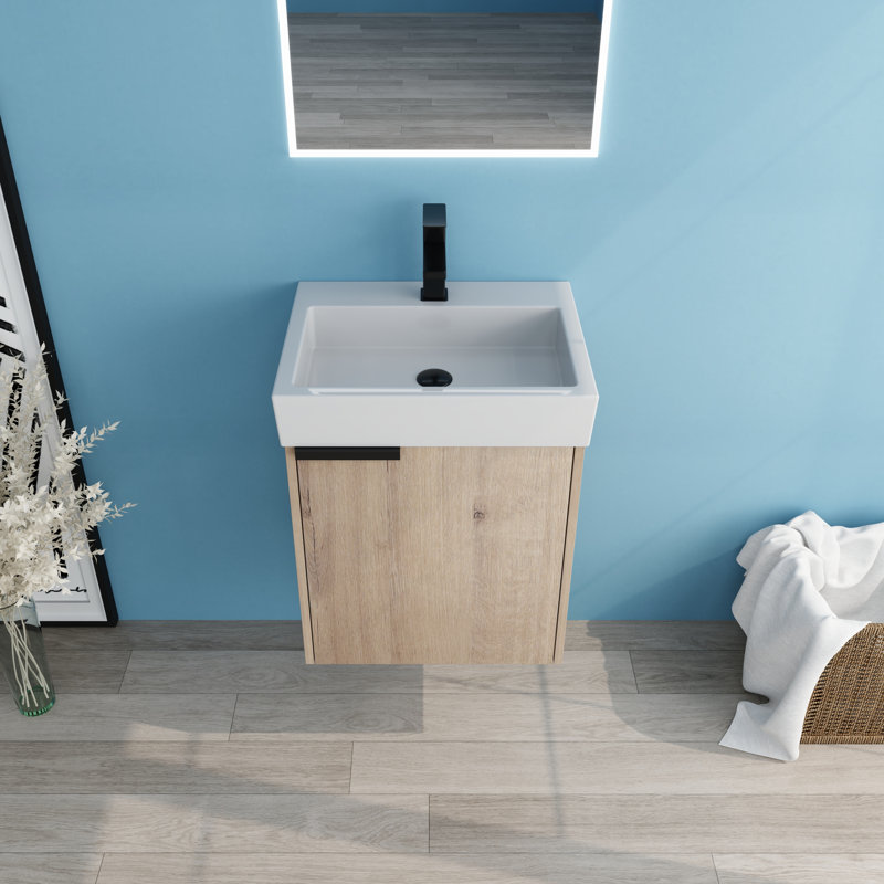 Ensemble de meuble-lavabo simple 18 po avec plateau en céramique Catinia