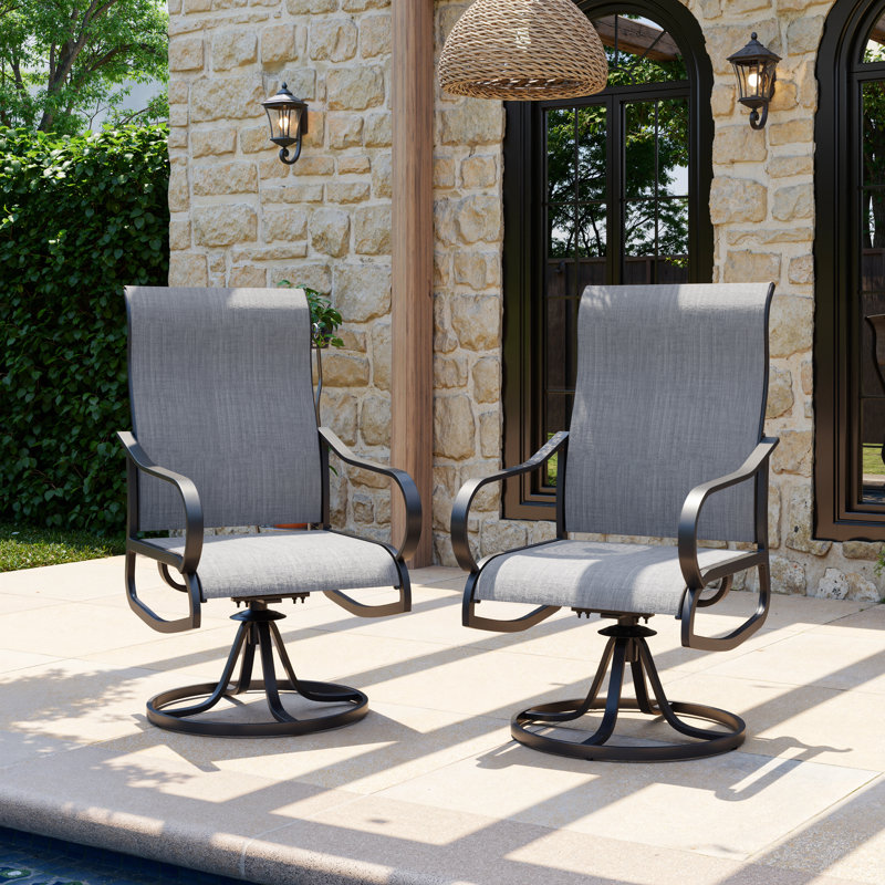 Fauteuil de patio pivotant Julessa, Gris clair