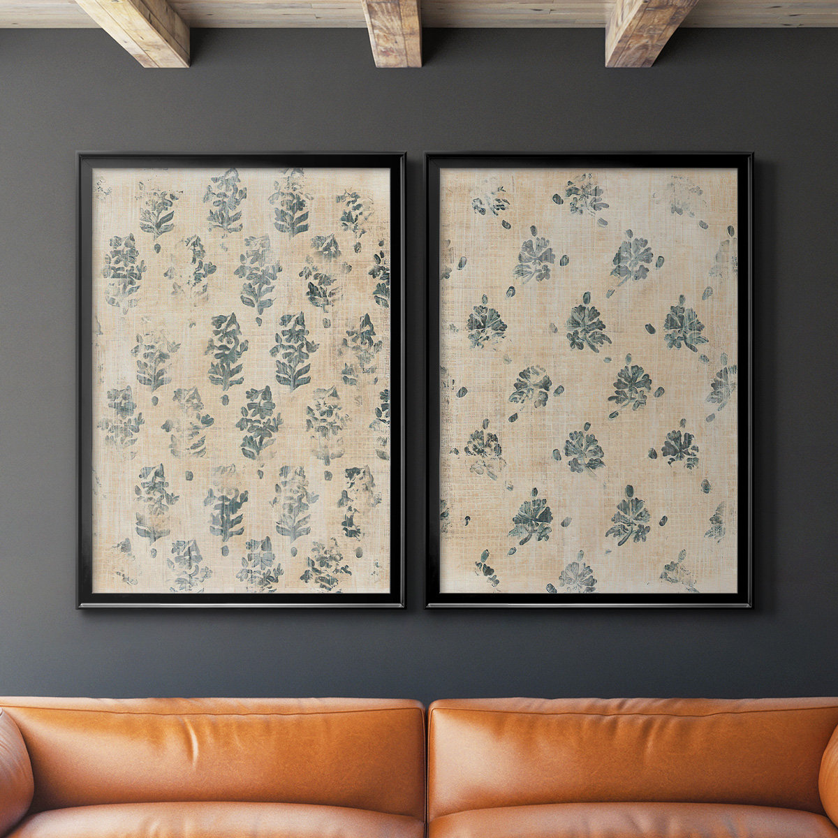 Gracie Oaks Vintage Blockprint I Premium Framed Canvas - Ready To Hang & Reviews | Wayfair