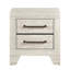 Table de chevet contemporaine en chêne gris avec 2 tiroirs et poignées de ton argent pour poignées de bar élégantes