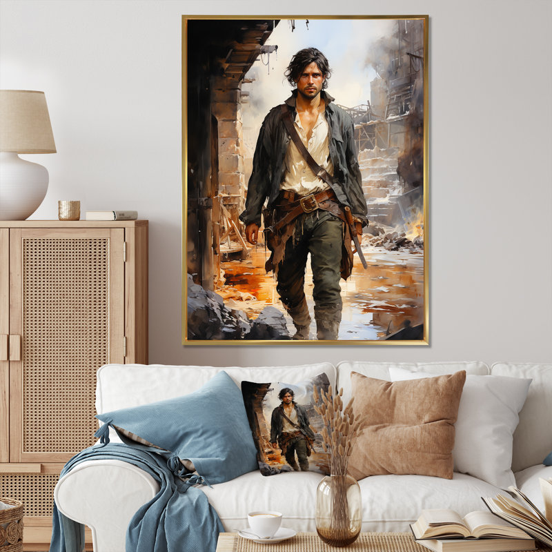 Pirate Portrait - Pirate Canvas Prints, H 32 po x l 16 po x P 1 po, Cadre flottant doré