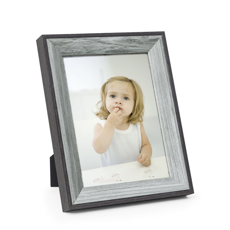 Gray Solid Wood Picture Frame with Mat