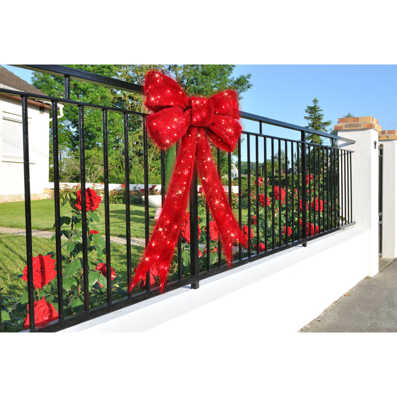 Lighted Red Bow Indoor/Outdoor Decor, 63" H x 41.3" W x 7.87" D