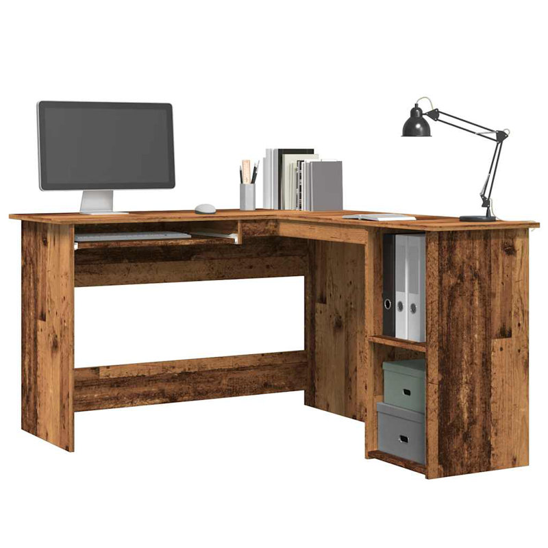 Corliss Corner Desk Computer Desk Study L-shaped Desk Table Engineered Wood, Old Wood