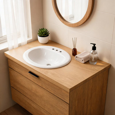 Lavabo encastré en céramique blanche de 20 pouces avec trois lavabos