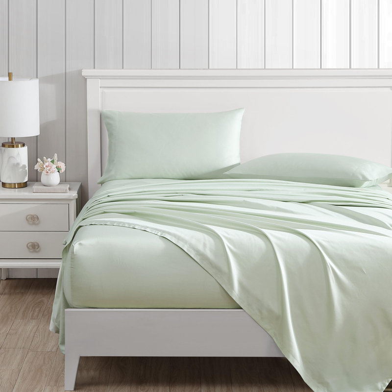 Ensemble de draps en satin de coton Laura Ashley, Bleu, Très grand