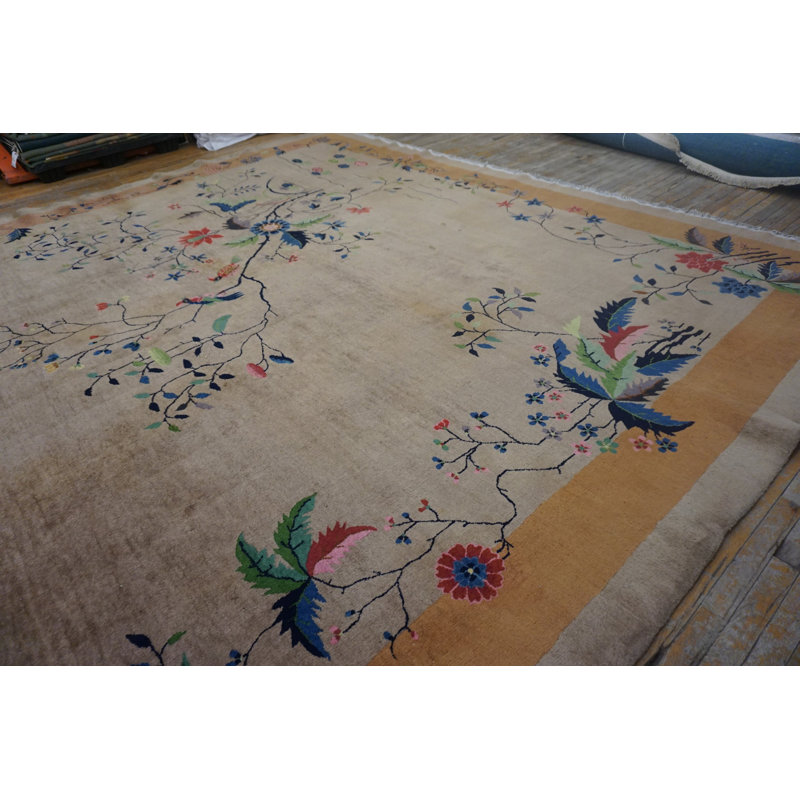 Tapis art déco chinois clair de grande taille gris clair clair