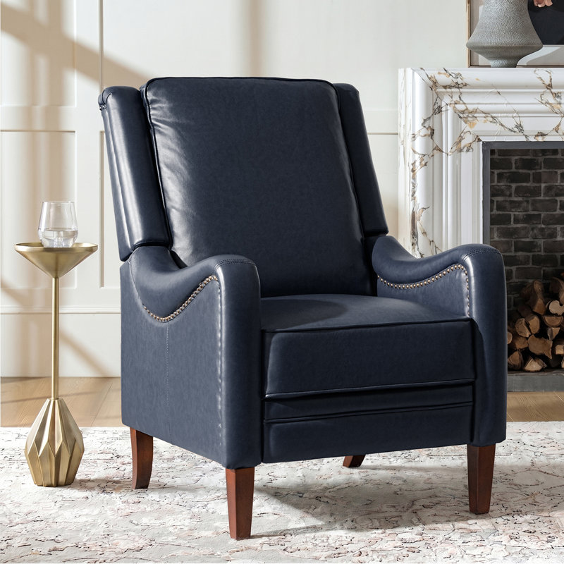 Fauteuil inclinable manuel Anselmo Ema, Similicuir bleu marine