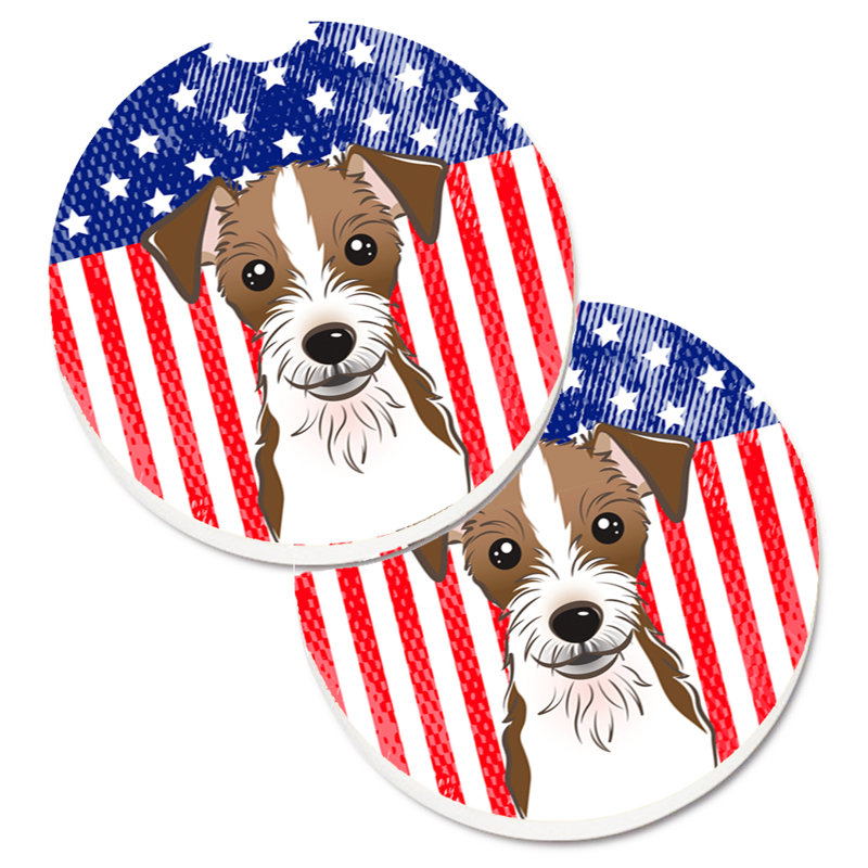 Sous-verre american flag, Jack Russell terrier brun