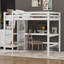Lit mezzanine double avec bureau intégré sous le lit et tablettes multifonctionnelles-1288318431