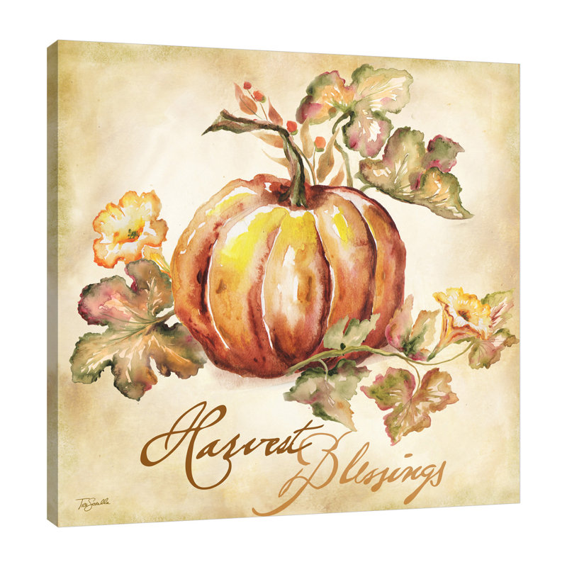 Watercolour Pumpkins: Harvest Blessings - Wrapped Canvas Painting, 45.7 cm H x 45.7cm W