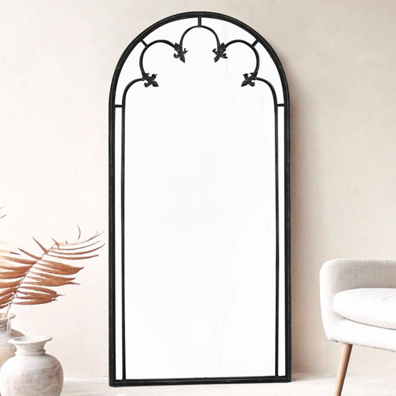Miroirs pleine longueur demi-cercle en bois manufacturé, 66.93" H x 27.56" W