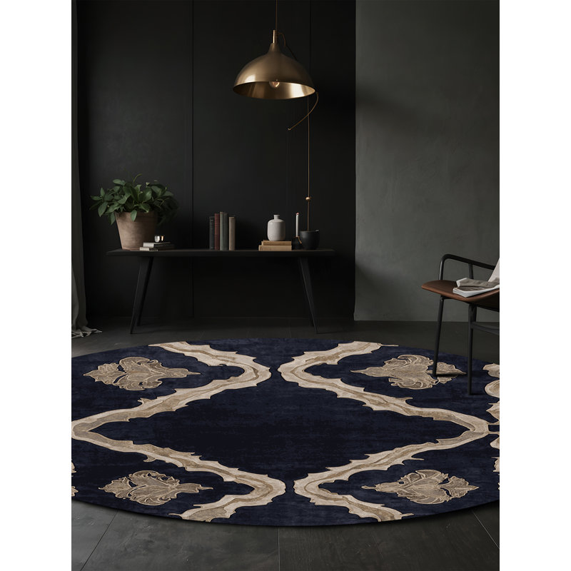 Machine Washable Gray Area Rug, Round 7'