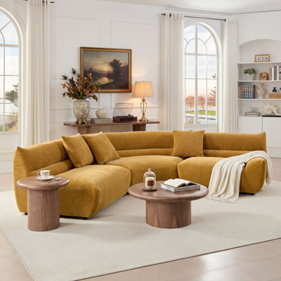 Canapé modulaire incurvé 3 pièces 135,83 "recouvert de tissu 3 pièces librement configurable avec coussins décoratifs Canapé à profil bas sans accoudoirs pour grand salon et espace ouvert