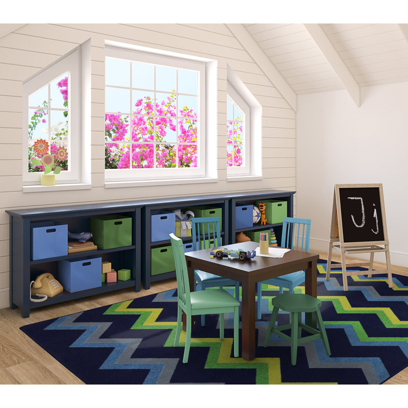 Sonic Chevron Tufted Navy Area Rug, 5'4" x 7'8"