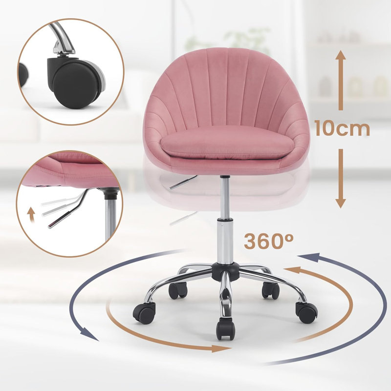 Chartrand Velvet Office Chair, Pink
