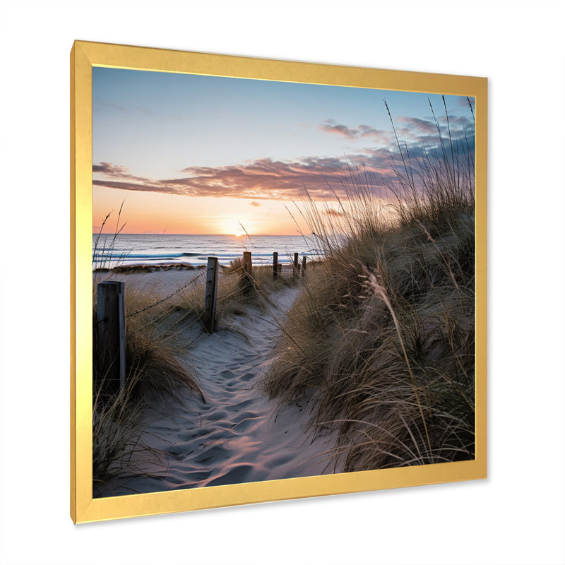Tranquility Path To Dune Beach VII, H 16 po x l 16 po x P 1 po, Cadre doré simple