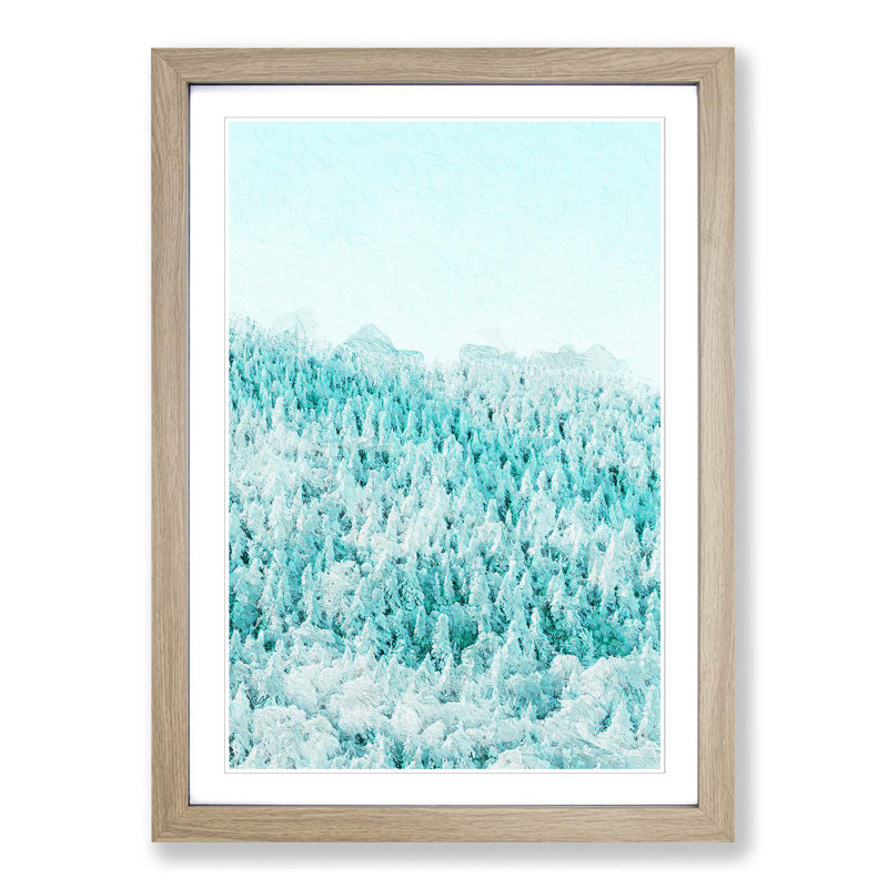 A Winter Forest Abstract Art - Single Picture Frame Painting, 63cm H x 45cm W x 2cm D, Oak Framed