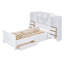 Lit plateforme simple avec armoire verticale tout-en-un et 4 tiroirs de chaque côté, blanc