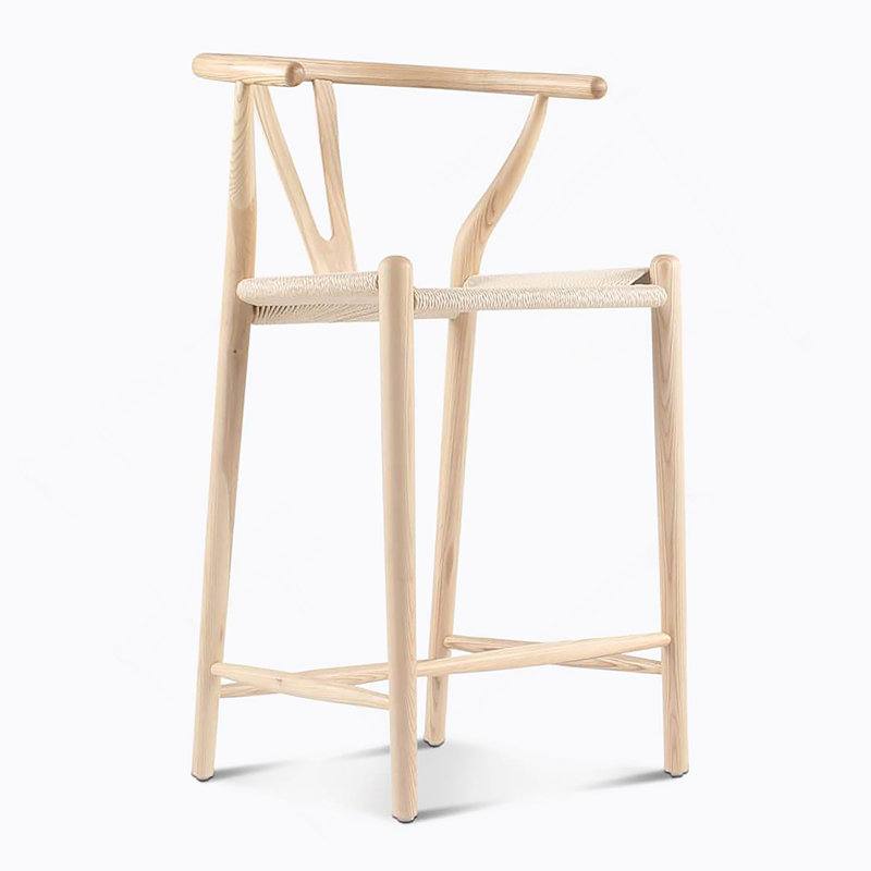 Tabouret de comptoir en frêne naturel, Naturel