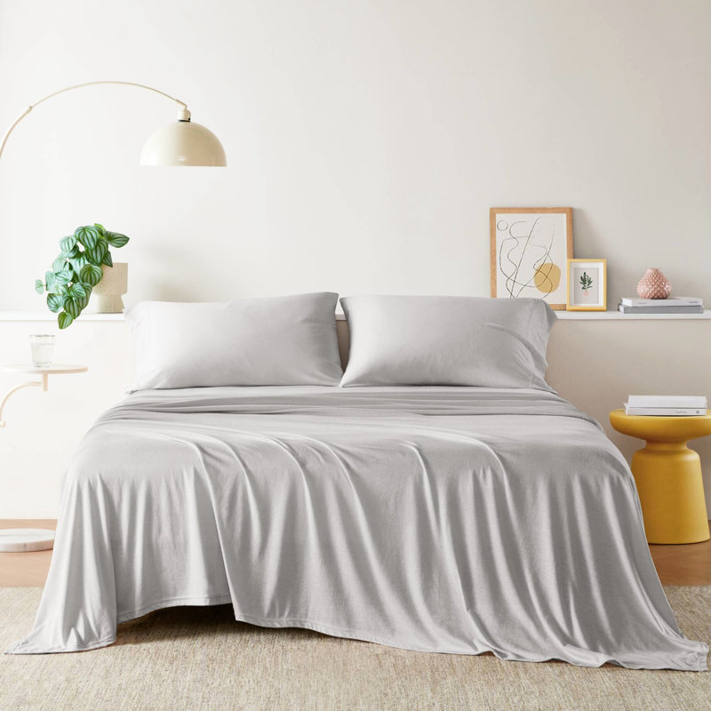Draps en mélange de coton très grand - mélange de draps soyeux et doux toutes saisons, texture douce et lisse, Gris