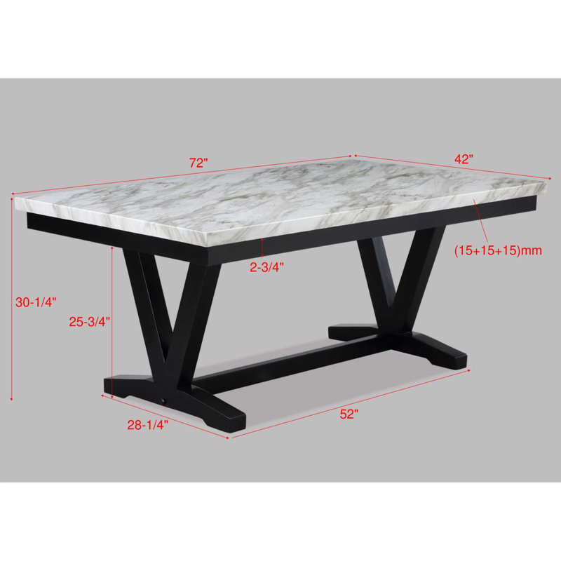 Ensemble de table de salle à manger en faux marbre et en similicuir, 5 pièces: table, 4 chaises