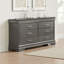 Commode large Jean, 6 tiroirs, chrome, bois massif gris foncé