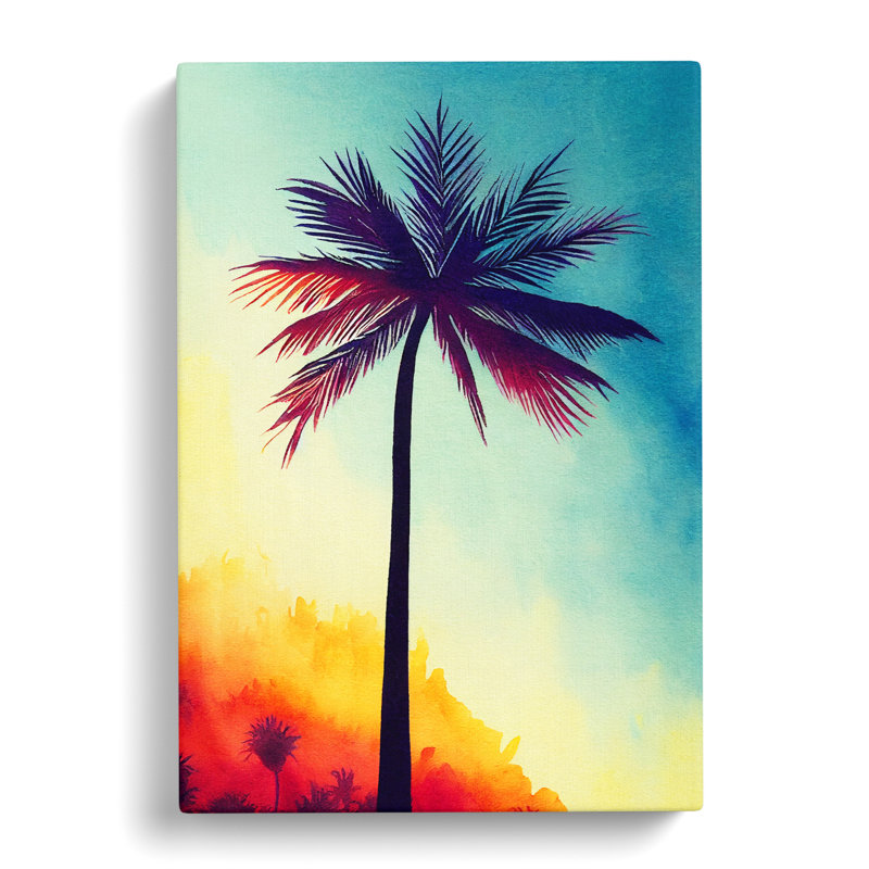 Watercolour Palm Tree Vol.3 - Wrapped Canvas, 50cm H x 35cm W x 3cm D