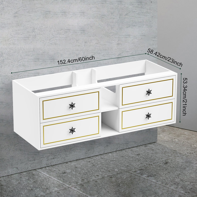 Wall Mount Fits Double Sink Bathroom Vanity - Base Only (top Not Included)