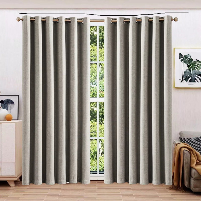 Ayhem Microfiber / Microsuede Blackout Curtain Pair, Beige/Mink, 168cm Width x 228cm Drop