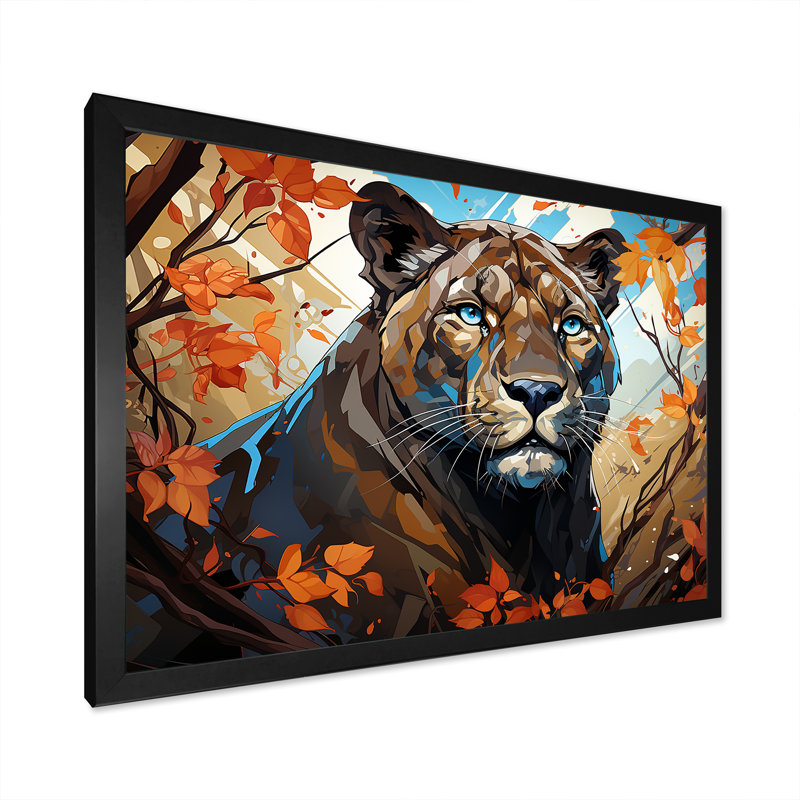«Majestic Panther Roar I» sur toile, H 16 po x l 32 po x P 1 po, Cadre photo noir