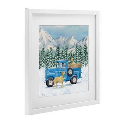 «Winter Pups & Truck», reproduction encadrée sous verre, conception de Paul Brent