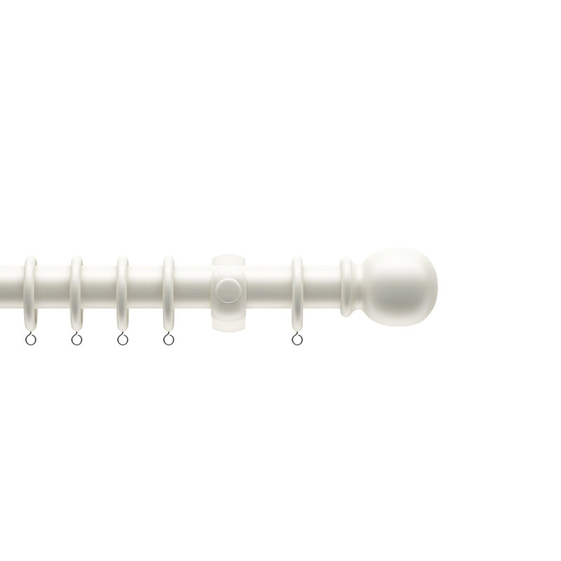 Madalene Wood Single Curtain Pole, 6.70cm H x 132cm W x 9cm D, White