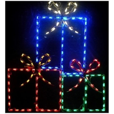 Triple Christmas Package Lighted Display