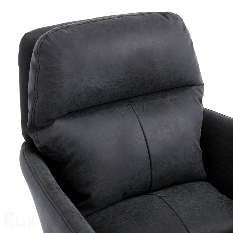 Chaise de bureau en similicuir noir, base noire, réglable en hauteur, convenant à une coiffeuse de chambre à coucher et à d'autres environnements