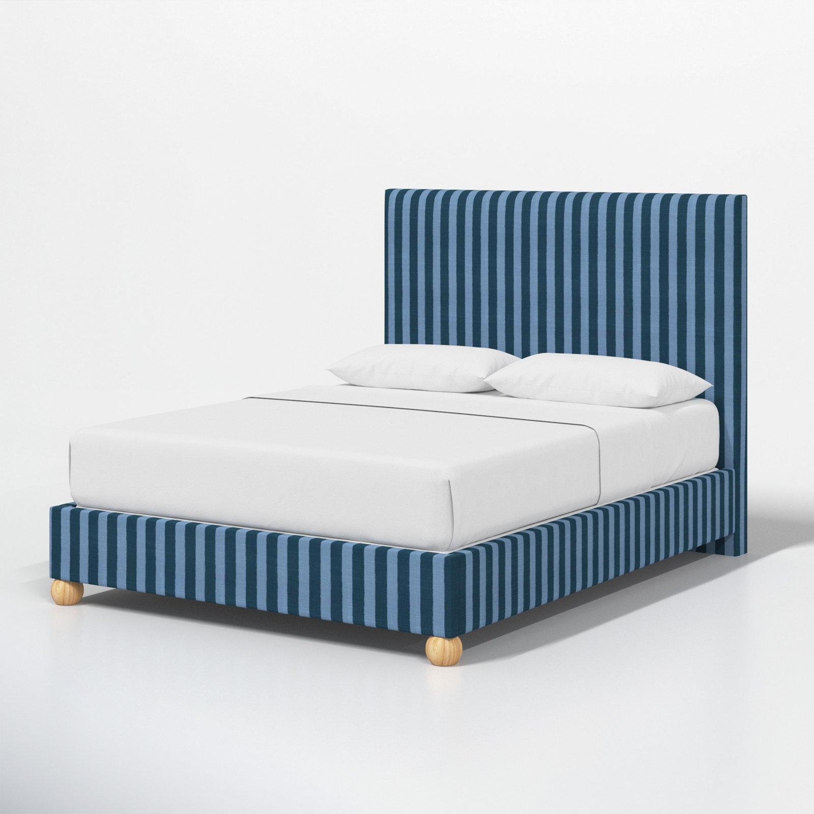 Benita Upholstered Bed, King, Brush Canopy Tonal Blue
