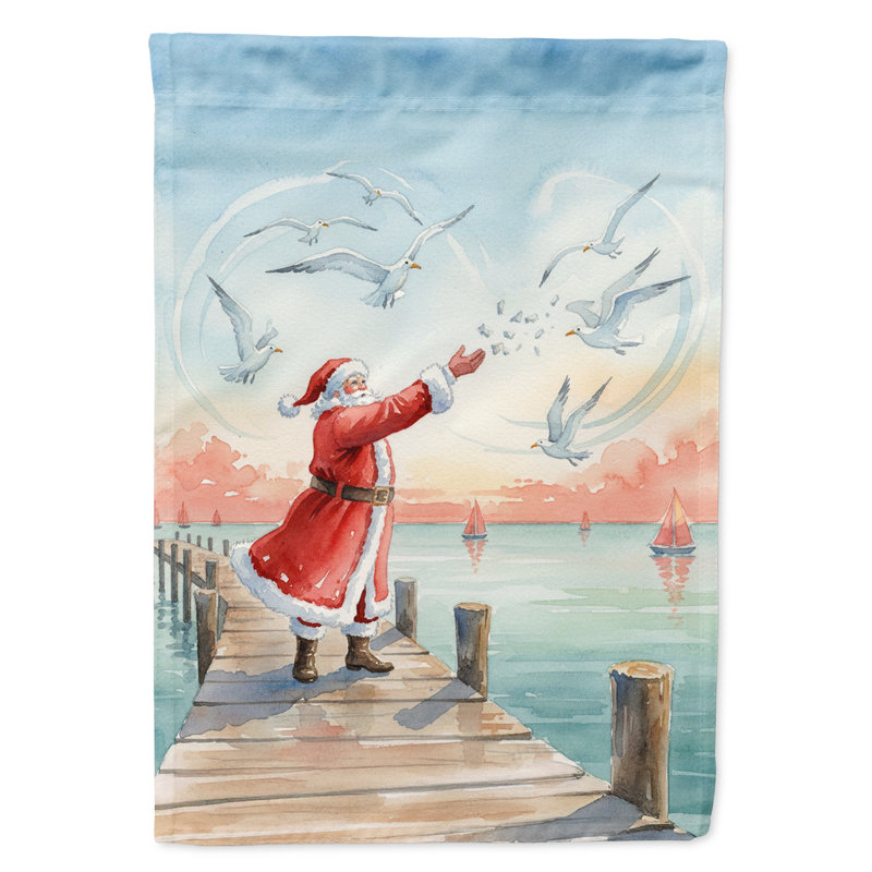 Drapeau du Père Noël nourrissant les mouettes, House Size, Santa Feeding the Seagulls