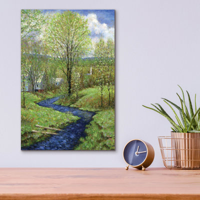 Art mural en verre épique «Ready Spring» par Michael Fratrich, 12 po x 16 po