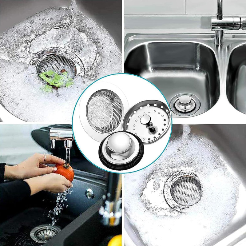 3 Pieces Kitchen Sink Stopper Strainer Garbage Disposal Plug(Silver)