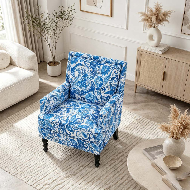 Chaise d'appoint rembourrée, Blue and White Stripes