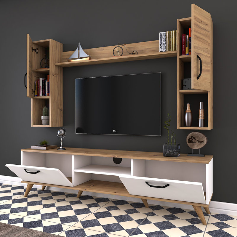 Endre Entertainment Center For TVs Up To 55", White/Oak