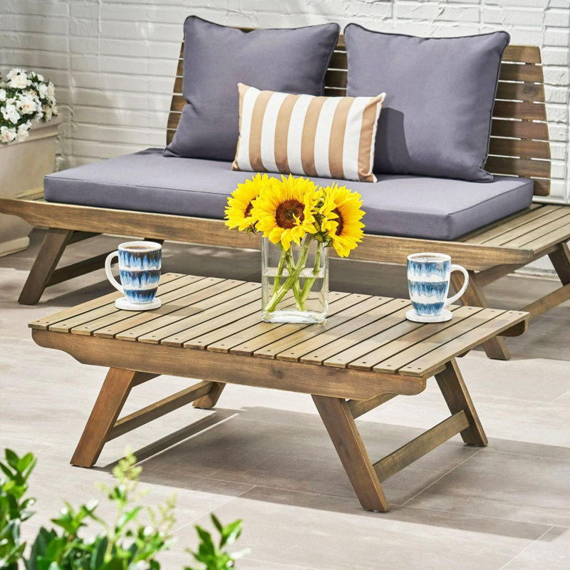 Sedona Gray Acacia Wood Outdoor Slat Coffee Table