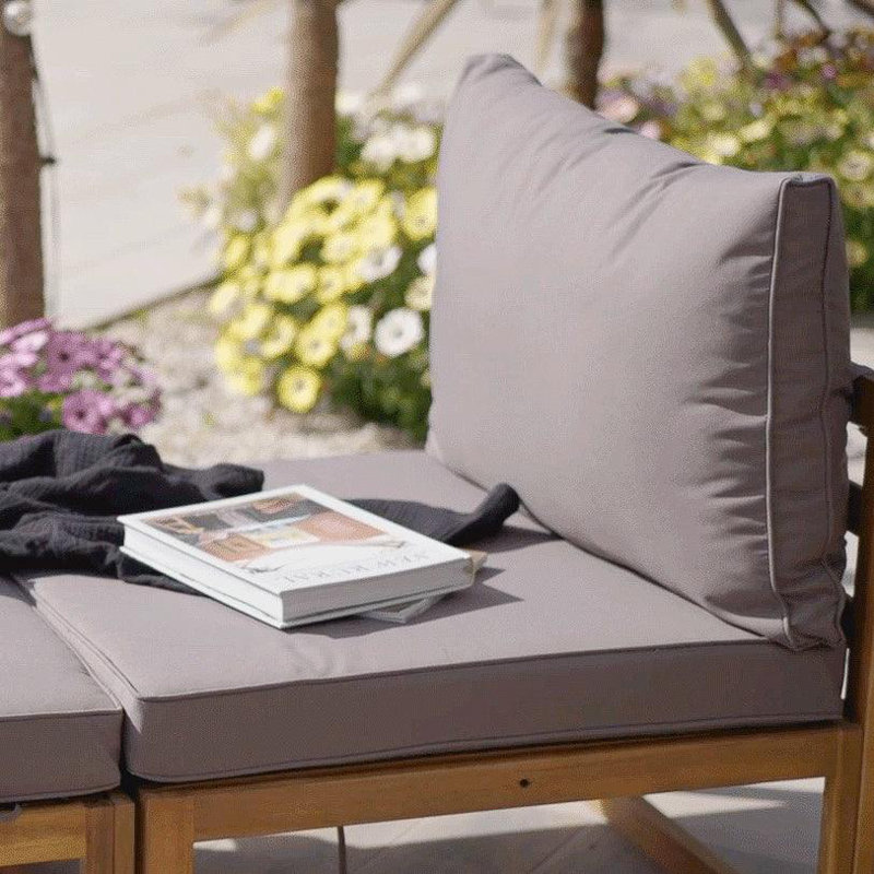 Rimasha 3 Seater Wooden Garden Armless Sofa, Grey