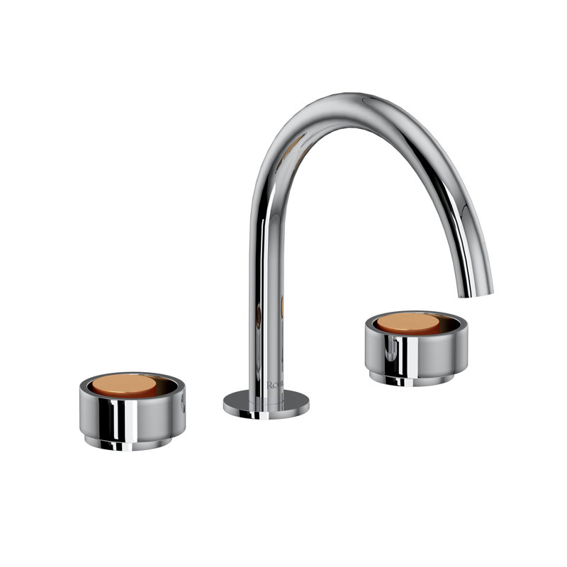Eclissi Widespread Lavatory Faucet With C-Spout, Polished Chrome/Satin Gold