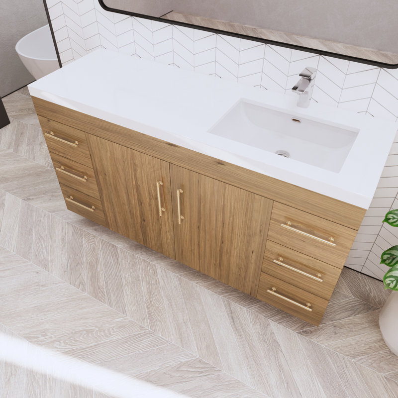 Verda Freestanding Vanity With Reinforced Acrylic Sink, Natural Oak